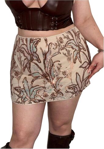MakeMeChic Women's Floral Sequin Mini Skirt Bodycon Glitter Summer Y2K Party Short Skirts in Saudi Arabia