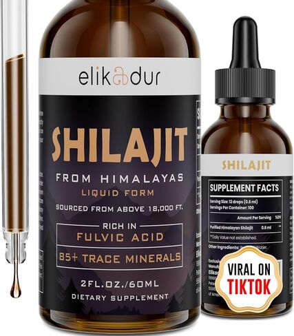 Shilajit Resin Organic Liquid Supplement, Shilajit Himalayan Organic, Shilajit Liquid Drop, Shilajit Drop Contain 85 Trace Minerals, Alternative to Resin & Capsules, 60 ml in Saudi Arabia