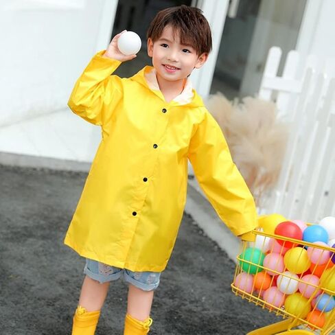 Yellow Kids Rain Coats, Lightweight Long Hooded Rain Jacket for for Girls Boys, Waterproof Yellow Raincoat Rain Gear in Saudi Arabia