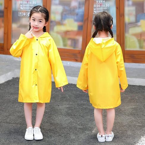 Yellow Kids Rain Coats, Lightweight Long Hooded Rain Jacket for for Girls Boys, Waterproof Yellow Raincoat Rain Gear in Saudi Arabia