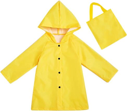 Yellow Kids Rain Coats, Lightweight Long Hooded Rain Jacket for for Girls Boys, Waterproof Yellow Raincoat Rain Gear in Saudi Arabia