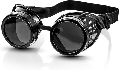 نظارات Steampunk ، نظارات steampunk القديمة ، نظارات القوطية القوية القابلة للتعديل ، من أجل Assplay Costume Ascessory Party Rave (Silver Black/Antique) in Saudi Arabia