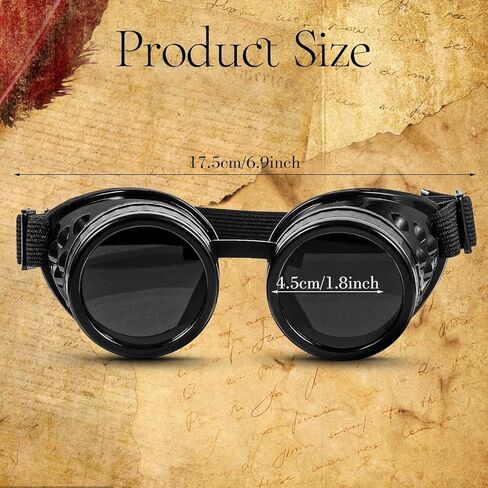 نظارات Steampunk ، نظارات steampunk القديمة ، نظارات القوطية القوية القابلة للتعديل ، من أجل Assplay Costume Ascessory Party Rave (Silver Black/Antique) in Saudi Arabia