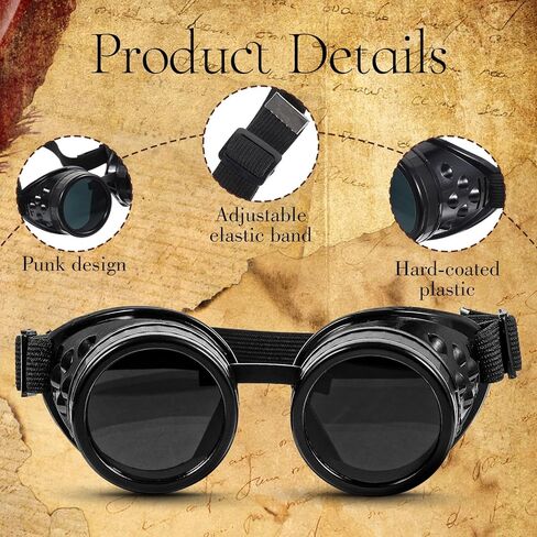 نظارات Steampunk ، نظارات steampunk القديمة ، نظارات القوطية القوية القابلة للتعديل ، من أجل Assplay Costume Ascessory Party Rave (Silver Black/Antique) in Saudi Arabia