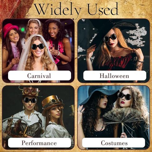 نظارات Steampunk ، نظارات steampunk القديمة ، نظارات القوطية القوية القابلة للتعديل ، من أجل Assplay Costume Ascessory Party Rave (Silver Black/Antique) in Saudi Arabia