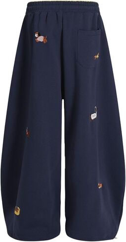 Aelfric Eden Embroidery Puppy Baggy Barrel Sweatpants Casual Y2K Elastic Drawstring Unisex Wide Leg Pants Lantern Trouser in Kuwait