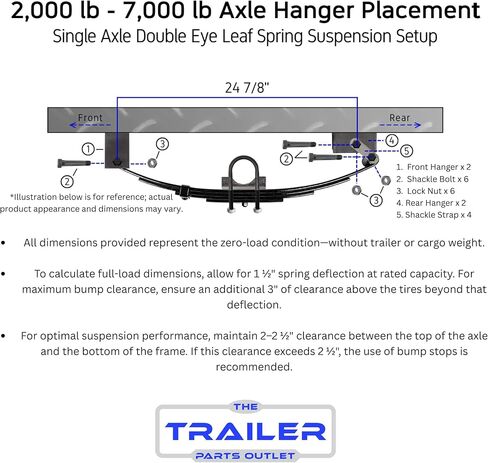 2k TK Trailer Axle Kit - 2000 lb Idler, 61" Hubface 46" Spring Center / 5x4.5 Bolt Pattern in Saudi Arabia