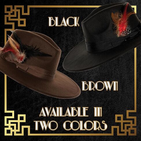 UNDERWRAPS Classic Mens Fedora Hat - Pimp Hats for Halloween Costumes, Cosplay Accessories, 80s Gangster, Adult Fedora in Saudi Arabia