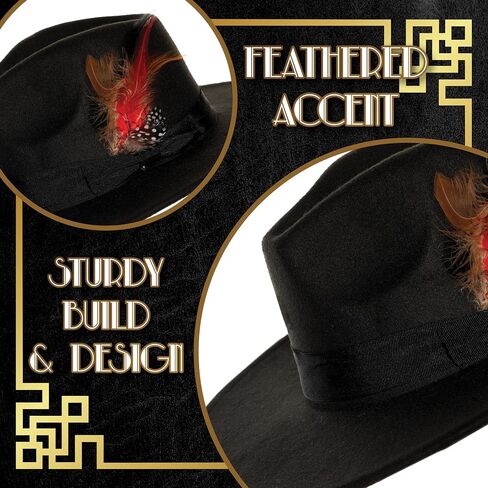 UNDERWRAPS Classic Mens Fedora Hat - Pimp Hats for Halloween Costumes, Cosplay Accessories, 80s Gangster, Adult Fedora in Saudi Arabia