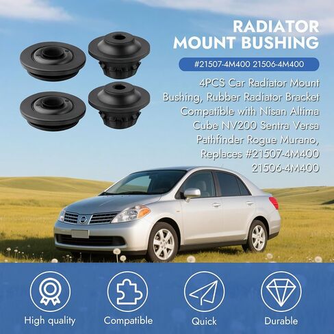 4 Pcs Radiator Mount Bushings Replaces #21507-4M400 21506-4M400 Car Rubber Radiator Bracket Radiating Support Bushings Compatible with Nisan Altima Cube NV200 Sentra Versa Pathfinder Rogue Murano in Saudi Arabia