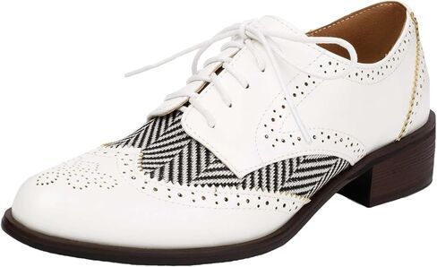 Rismart Women's Lace-Up Oxfords Wingtip Striped Colling Dress Shoes for Office Wedding Casual in Kuwait