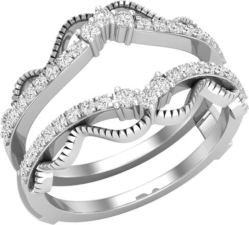Dazzlingrock Collection 0.33 Carat (ctw) Round White Diamond Double Chevron Enhancer Guard Wedding Ring for Women in 925 Sterling Silver in Saudi Arabia