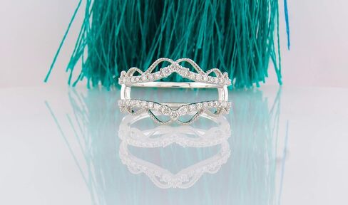Dazzlingrock Collection 0.33 Carat (ctw) Round White Diamond Double Chevron Enhancer Guard Wedding Ring for Women in 925 Sterling Silver in Saudi Arabia