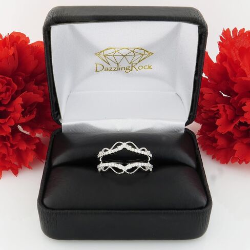 Dazzlingrock Collection 0.33 Carat (ctw) Round White Diamond Double Chevron Enhancer Guard Wedding Ring for Women in 925 Sterling Silver in Saudi Arabia