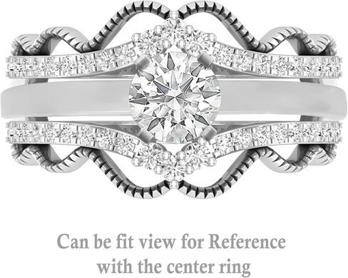 Dazzlingrock Collection 0.33 Carat (ctw) Round White Diamond Double Chevron Enhancer Guard Wedding Ring for Women in 925 Sterling Silver in Saudi Arabia