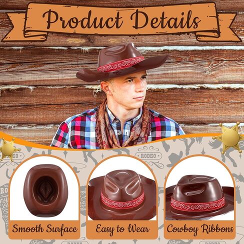 Xtinmee 12 Pieces Cowboy Hats Bulk Adult Cowboy Hats Party Pack Western Cowboy Hat Costume Accessories Western Rodeo Party Supplies in Saudi Arabia
