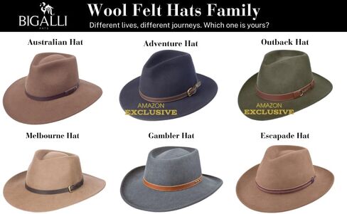 Melbourne Wool Felt Fedora Hat for Women/Men Cowboy Hat Crushable Teardrop Winter Fall Hat | قبعة سفاري رجالي in Kuwait