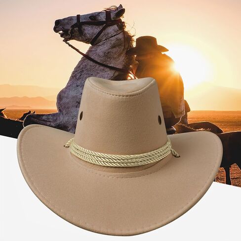 Thuizen الرجال والنساء الكلاسيكية الغربية المتداول من جلد الغزال من جلد الغزال اللائق رعاة البقر رعاة البقر القبعة in Kuwait