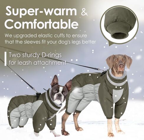 AOFITEE Fullbody Dog Coat - Warm Fleece Jacket with Built-In Harness, Reflective Turtleneck Snow Jacket, Puffer Coat for Small to Large Dogs in Kuwait