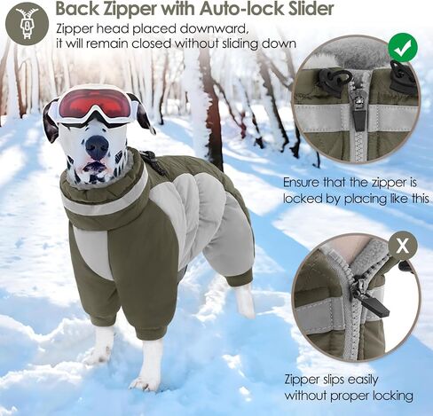 AOFITEE Fullbody Dog Coat - Warm Fleece Jacket with Built-In Harness, Reflective Turtleneck Snow Jacket, Puffer Coat for Small to Large Dogs in Kuwait