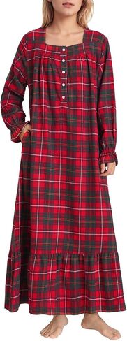Latuza Women's Cotton Flannel Nightgown Long Sleeve Full Length Night Gown in Saudi Arabia