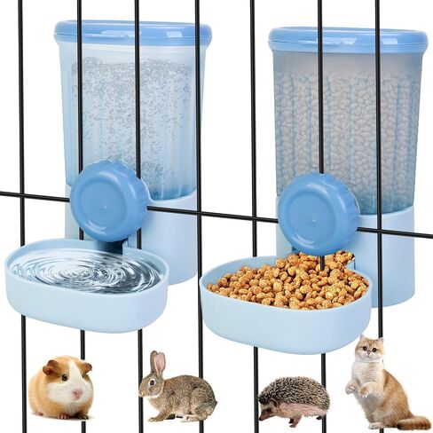 2 Pack Automatic Pet Food Water Dispenser, Guinea Pig Rabbit Food Bowl Water Bottle, Ferret Cage Accessories, Gravity Hanging Feeder Set for Cage Rabbit Chinchilla Guinea Pig Bunny Kitty Small Animal in Kuwait