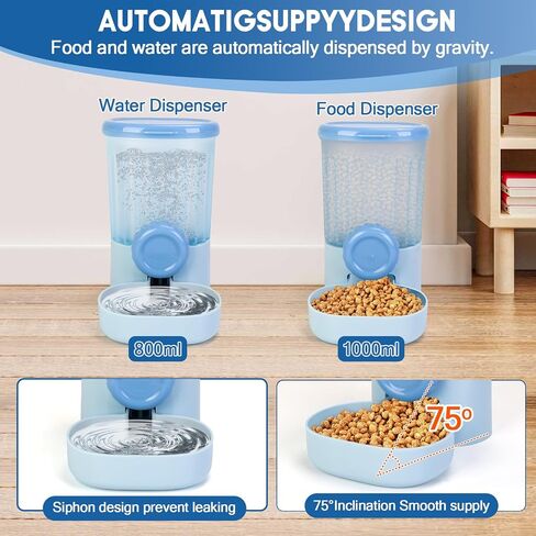 2 Pack Automatic Pet Food Water Dispenser, Guinea Pig Rabbit Food Bowl Water Bottle, Ferret Cage Accessories, Gravity Hanging Feeder Set for Cage Rabbit Chinchilla Guinea Pig Bunny Kitty Small Animal in Kuwait