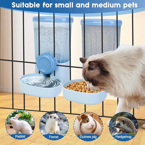 2 Pack Automatic Pet Food Water Dispenser, Guinea Pig Rabbit Food Bowl Water Bottle, Ferret Cage Accessories, Gravity Hanging Feeder Set for Cage Rabbit Chinchilla Guinea Pig Bunny Kitty Small Animal in Kuwait