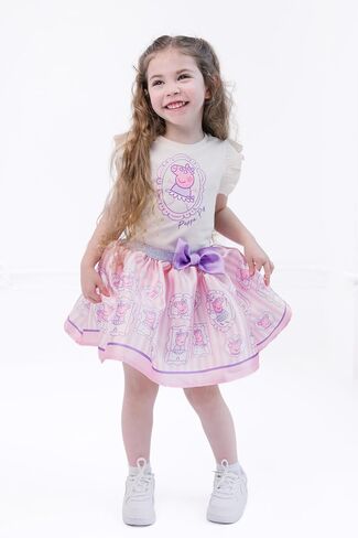 Peppa Pig Girls Tank Top, Satin Skirt and Bag 3 Piece Outfit Set Toddler to Big Kid Sizes (2T - 10-12) in Saudi Arabia