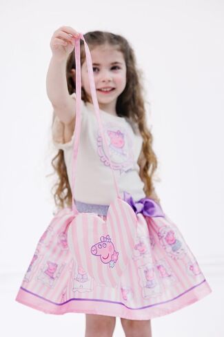 Peppa Pig Girls Tank Top, Satin Skirt and Bag 3 Piece Outfit Set Toddler to Big Kid Sizes (2T - 10-12) in Saudi Arabia