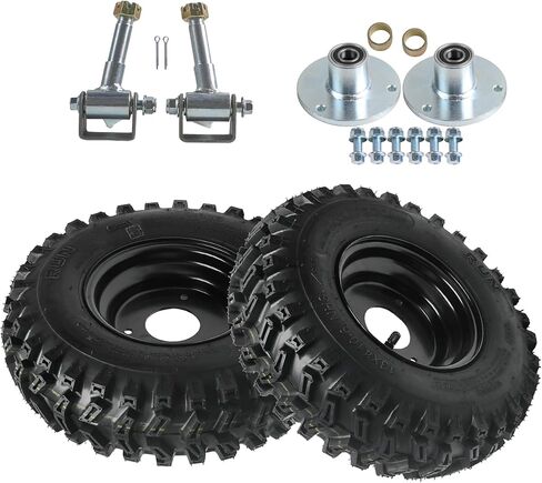 Pair 13x4.10-6 ATV Tubeless Tires 13x4.10x6 Wheels with 3-Stud Wheel Hubs & Steering Knuckles – Fits 70cc-150cc Quad, Dirt Bike, Go Kart, Mini Bike, Buggy, Trike, Scooter, Taotao, Coolster, Kazuma in Saudi Arabia