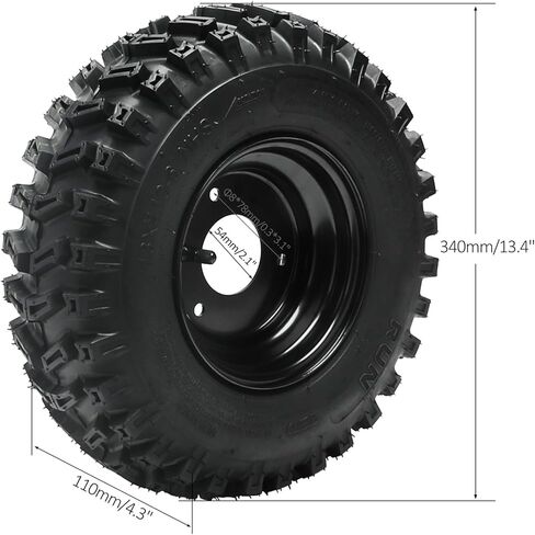 Pair 13x4.10-6 ATV Tubeless Tires 13x4.10x6 Wheels with 3-Stud Wheel Hubs & Steering Knuckles – Fits 70cc-150cc Quad, Dirt Bike, Go Kart, Mini Bike, Buggy, Trike, Scooter, Taotao, Coolster, Kazuma in Saudi Arabia