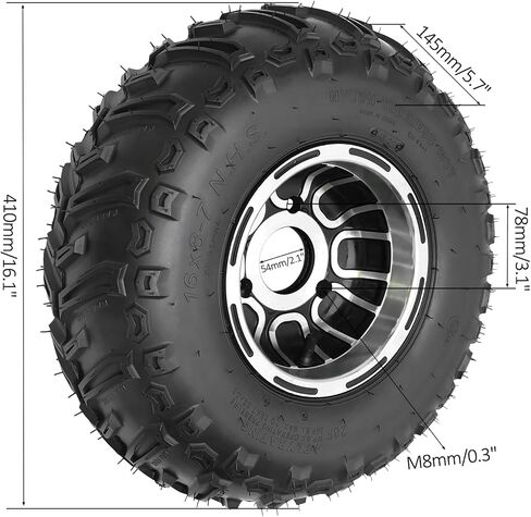 16x8-7 ATV Wheel Tyre ، 16x8x7 go-kart Quad Lowerless Tyre and Rim 4PR ، مع 3 Bolt 17mm Broom Brable Wheel Hubs for Off Road ATV Go Kart Utv Mini Bike Gike Cart Lawn Mower Garden (Gold) in Kuwait