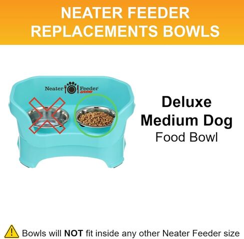 Neater Pet Brands Stainless Steel Dog and Cat Bowls - Neater Feeder Deluxe or Express Extra Replacement Bowl (Metal Food and Water Dish) (1.5 Cup Deep) in Kuwait