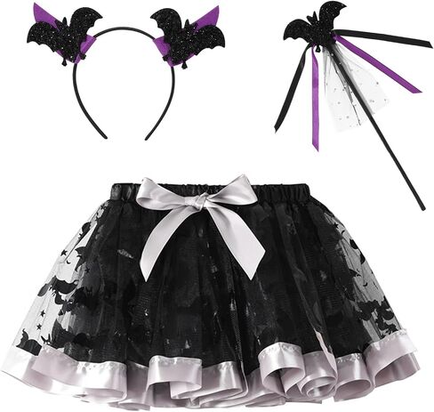 Happy Cherry Toddler Girls Witch Tutu Skirt Set with Heabband & Wand 3 Pcs Dress Up Halloween Outfits 3-8Y in Saudi Arabia