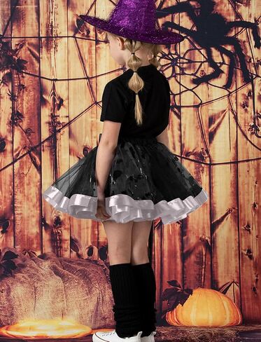 Happy Cherry Toddler Girls Witch Tutu Skirt Set with Heabband & Wand 3 Pcs Dress Up Halloween Outfits 3-8Y in Saudi Arabia