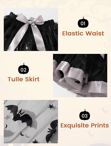 Happy Cherry Toddler Girls Witch Tutu Skirt Set with Heabband & Wand 3 Pcs Dress Up Halloween Outfits 3-8Y in Saudi Arabia