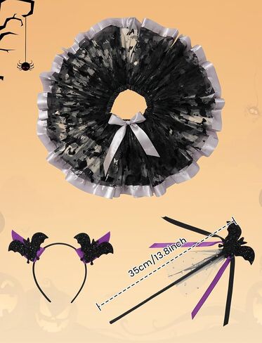 Happy Cherry Toddler Girls Witch Tutu Skirt Set with Heabband & Wand 3 Pcs Dress Up Halloween Outfits 3-8Y in Saudi Arabia