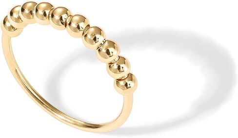 Pavoi 14K Gold Plated Spinner Coatiety Rings for Women Men - Bands exiety by Beads - Moon Star ، Beads Ring for Women in Kuwait