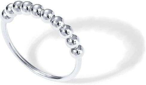 Pavoi 14K Gold Plated Spinner Coatiety Rings for Women Men - Bands exiety by Beads - Moon Star ، Beads Ring for Women in Kuwait