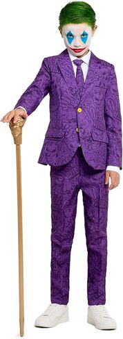 Offstream Kids The Joker Outfit - Halloween, Batman Villains Outfit for Boys - Including Blazer, Pants and Tie - Purple in Kuwait