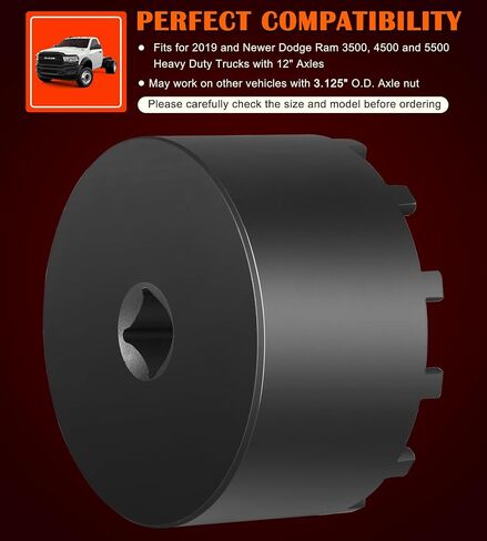 Bonbo 31520 Axle Nut Socket - 12 Pin Hub Bearing Retaining Nut Socket Tool Fits for 2019+ Dodge Ram 3500, 4500 and 5500 Heavy Duty Trucks with 12" Axles, 1/2" Drive in Saudi Arabia