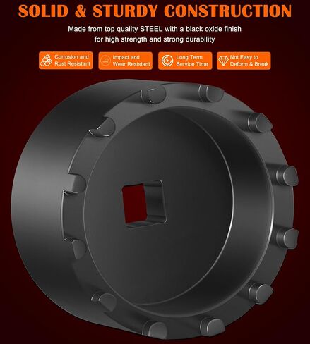Bonbo 31520 Axle Nut Socket - 12 Pin Hub Bearing Retaining Nut Socket Tool Fits for 2019+ Dodge Ram 3500, 4500 and 5500 Heavy Duty Trucks with 12" Axles, 1/2" Drive in Saudi Arabia