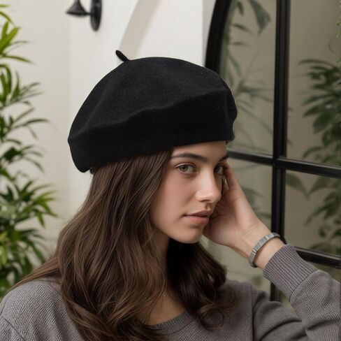 French Beret Hats for Women - Classic Wool Beret Hats Soft Knit Winter Cloche for Daily Outfits in Saudi Arabia