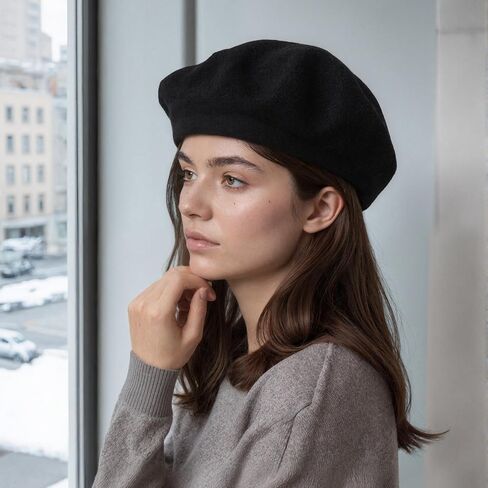 French Beret Hats for Women - Classic Wool Beret Hats Soft Knit Winter Cloche for Daily Outfits in Saudi Arabia