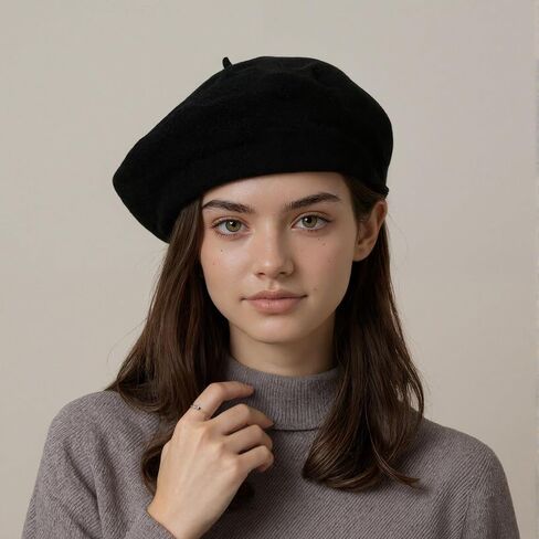 French Beret Hats for Women - Classic Wool Beret Hats Soft Knit Winter Cloche for Daily Outfits in Saudi Arabia