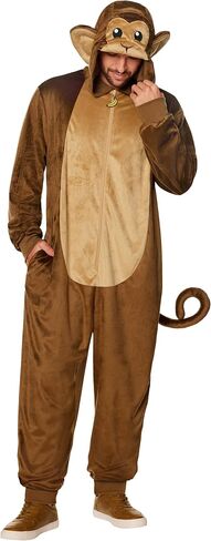 Spirit Halloween Adult Brown Monkey Union Suit | Monkey Halloween Costume |One-Piece Zip-Up Pajamas Costume for Men and Women in Saudi Arabia