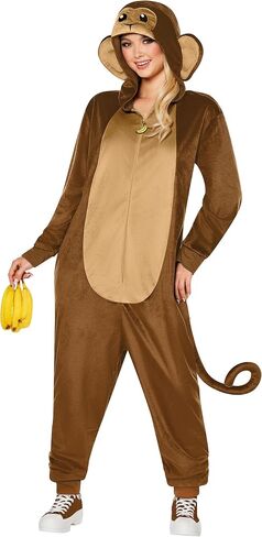 Spirit Halloween Adult Brown Monkey Union Suit | Monkey Halloween Costume |One-Piece Zip-Up Pajamas Costume for Men and Women in Saudi Arabia