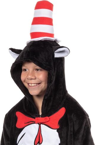 Dr. Seuss The Cat in the Hat Kigurumi Hooded Union Suit Costume One Piece Pajama in Saudi Arabia