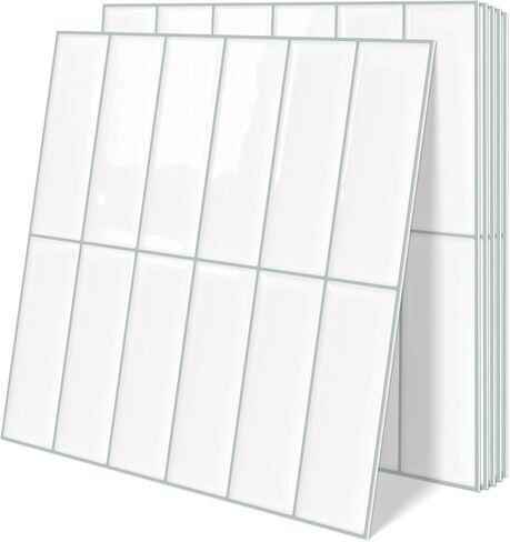 White Peel and Stick Backsplash Kitchen Rectangle Subway Self Adhesive Wall Tiles (10-Sheet,12"x12") in Saudi Arabia